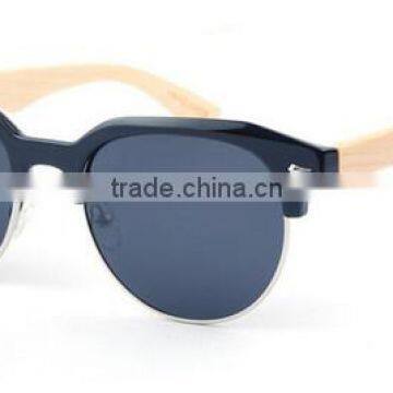 made by hand wood temple semi rimless half frame rimmed polarized sungalsses