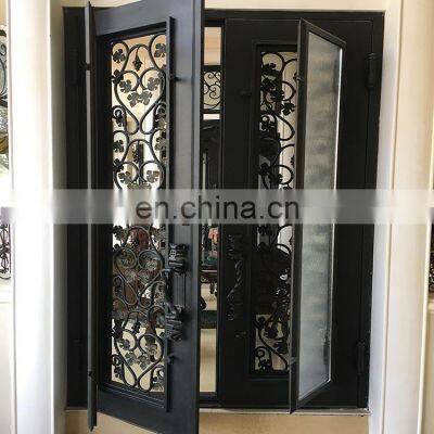 wrought iron door and glass/ wrought iron double door