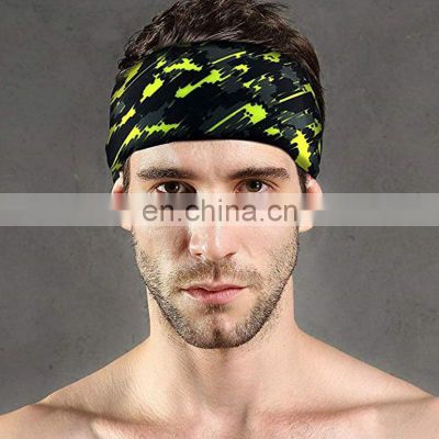 Wholesale Running Stretchy Wide Elastic Women Logo Custom Man Sweatband Headband Sport Custom