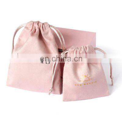 PandaSew 8*10 cm Fine Pink flannle bags with logo customized drawstring bag suede jewelry pouch