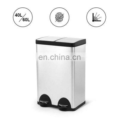 Hot Selling Household 2 in 1 Stainless Steel 40l 60l Recycle Waste Bin for Kitchen photo-2