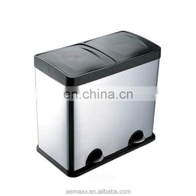 Kitchen stainless steel 2 compartments recycle garbage bin recycle bin for hotel room waste bin recycle factory