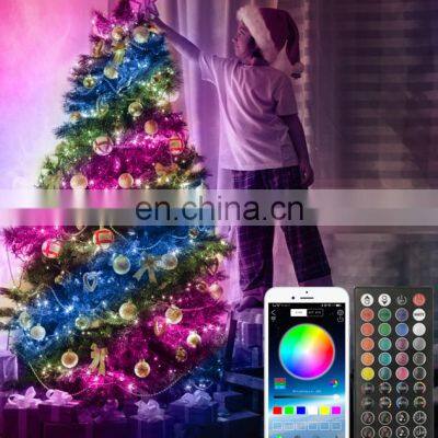 USB Powered App Remote Control Smart Christmas Tree Decoration RGB LED Lights String for Holiday Festival Party Christmas Decor