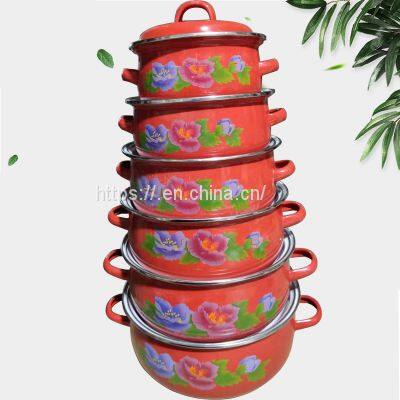 6pcs Vitreous Enamel Pot