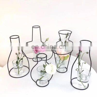 Retro Iron Line Table Flowers Vases Nordic Decoration Home Metal Plant Holder Nordic Styles Flower Vase Home Decor photo-3