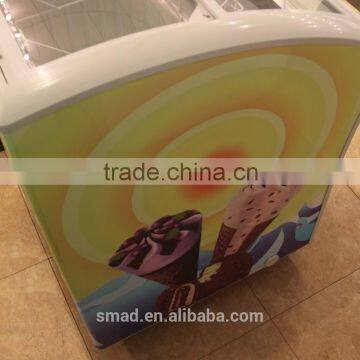 Grey Door Frame Curved Glass Door Chest Freezers photo-5