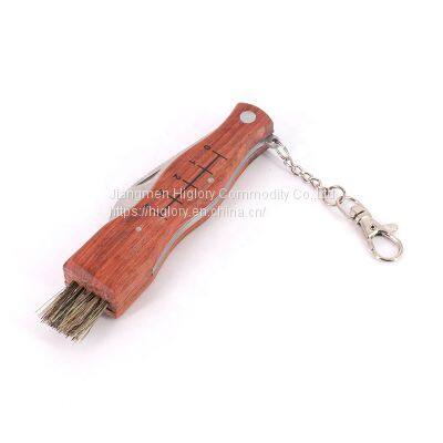 Best Selling High Quality Custom Picking Cutting Outdoor Pocket Knife Wooden Handle Mushroom Knife With Brush photo-4