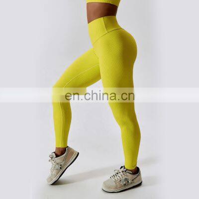 Ribbed High Waisted Yoga Scrunch Butt Leggings Feels Like Skin Fitness Sports Push Up Pants