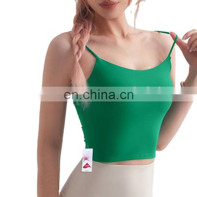 In Stock Sexy Straps Yoga Sports Bra With Removable Pads Gym Running Wear Crop Top Women Bodybuilding Clothes