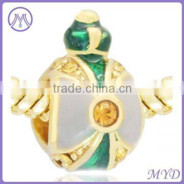 Hand Crystal Paved Color Enameled Faberge Egg Bead photo-5
