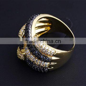 Wholesale Jewelry Smart Chunky Style Look Cubic Zirconia Black White CZ Party Ring photo-4