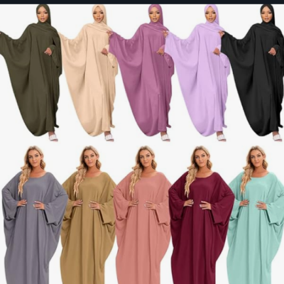 Muslim Dress for Women Pakistani Kaftan Abaya Robe + Hijab Arabic Islamic Prayer Clothes Dubai Outfits