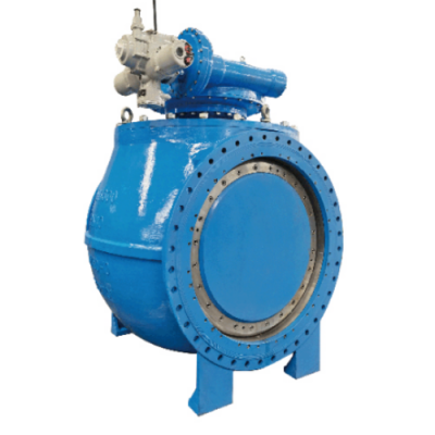 Vanne à boule excentrique pour systèmes de pipelines, tige anti-détourage, raccordement à double bride