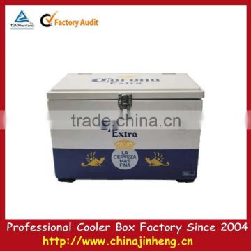 Rolling steel promotional cooler box