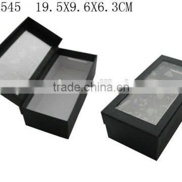 Custom Black Paper Gift Packaging Paper Box with Clear PVC Window Manufactures China P1545