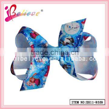 Pretty girls ribbon bow hair bows clip wholesale elsa anna frozen ribbon bow