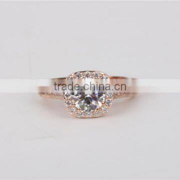 China Solid Jewellry Factory Price 14K Rose Gold White AAAAA CZ Ring Engagement Ring photo-5