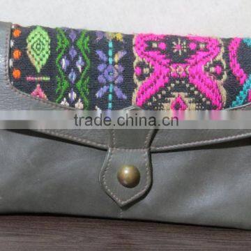 Embroidered leather wallet Premium organizer wallet Ladies Clutch bag