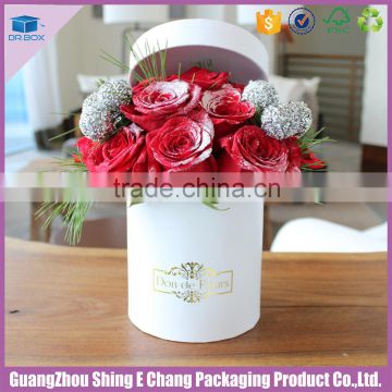 Logo customized paperboard white round roses hat box