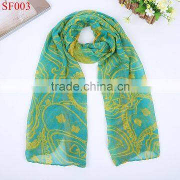 SF003 2015 New hot 160*70cm High quality green cashew nut Style the Silk Floss Women Scarf Shawl