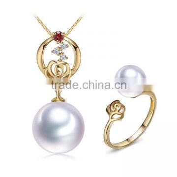 2015 New Product Designs For Women Freshwater Pearl Jewelry Set 18K Pearl Findings Jewelry Fittings