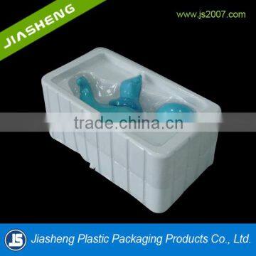 rectangle PVC white plastic blister packaging / toy tray