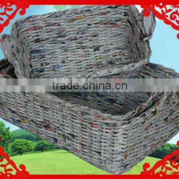 100% pure manual grass-woven artwork newspaper gift basket