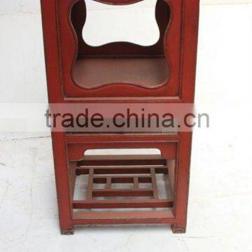 Chinese Antique Red Bedside Cabinet