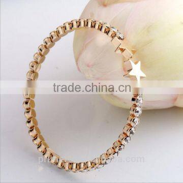 High Quality Rose Gold Plated Double Star Charm Full Rhinestone Bracelets Bangles photo-3