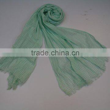 High Quality Plaid Scarf 100% Cotton Woman Scarf photo-4