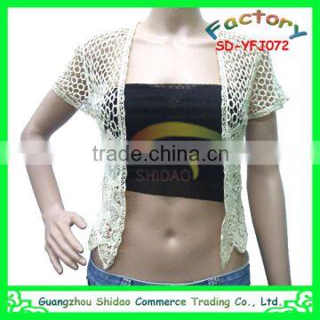 Export wholesale high quality beach wear cotton crochet lace blouse