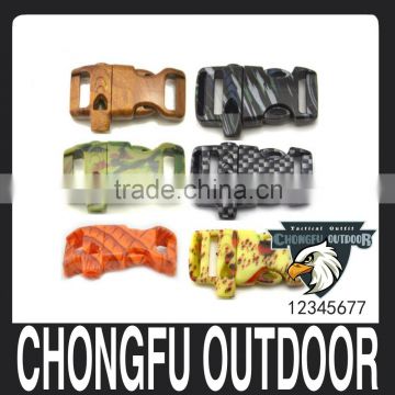 Plastic camo military whistle buckle with custom logo manufacturer