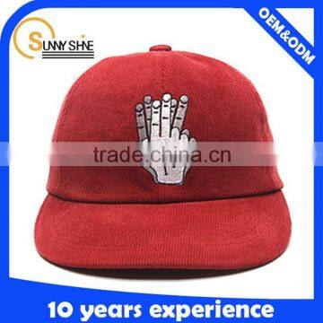 Corduroy snapback hat wholesale 3d embroidery snapback hat