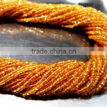 SEMI PRECIOUS NATURAL CITRINE 3-4MM RONDELLE FACETED LOOSE BEADS STRAND LINE