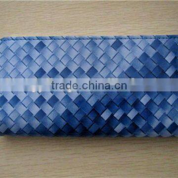 Fashionable Woven Print Ladies pu Leather Long Ladies Wallet With Iron Chain Quality Choice