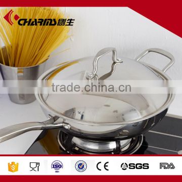 32cm Wok Stainless Steel Gas Electric Chinese Cooking Stir Fry Pan