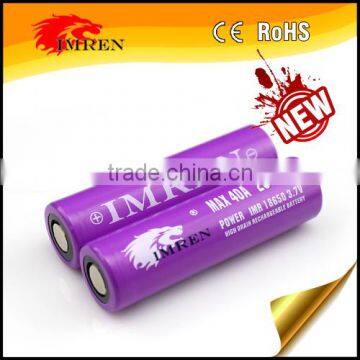 IMREN 18650 2500mAh 40A 3.7V High Drain Rechargeable Battery 18650 Battery for Vaping Mods