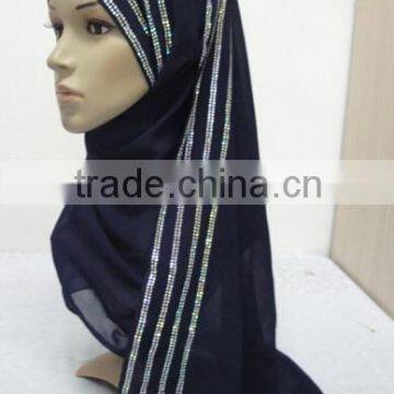 NL167 new style long scarf with 8 lines rhinestones