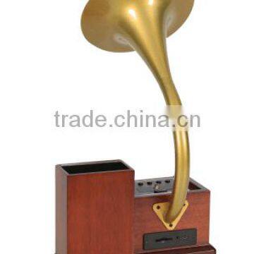 Portable Home Mini Gramophone Bluetooth Speaker With Brass Horn photo-4