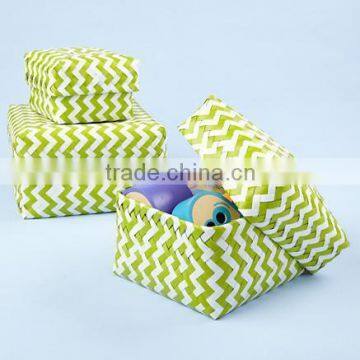 Zigzag Plastic Woven Basket, Set of 3