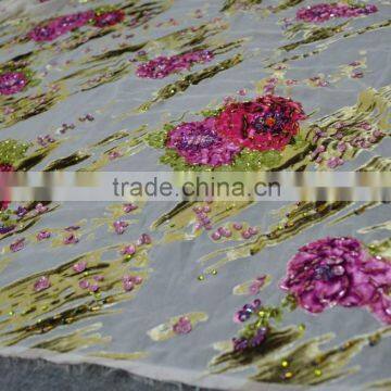 Polyester Super Hand Work Silk Velvet Super Silk Velvet Fabric for African Dress photo-6