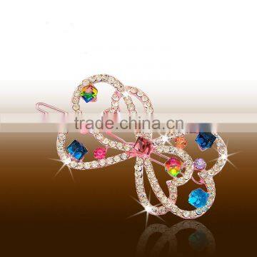 fashionable alloy bow shape crystal stones hair clip
