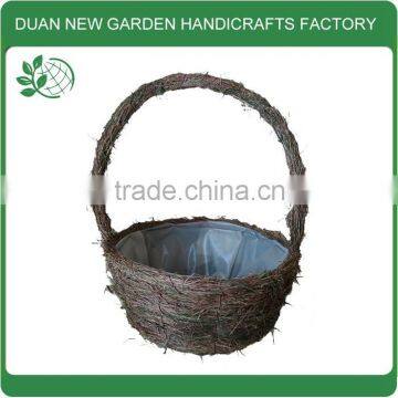 small woven basket with handles