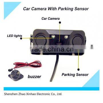 three-in-one auto reversing system camera ,1 Car carmera with 2 parking sensors,car camera