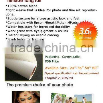 Top quality Glossy Pure Cotton Inkjet Canvas for dafen paintings