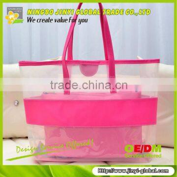 2013 clear pvc split joint with colored pvc ladies candy shoulder bag with pouch