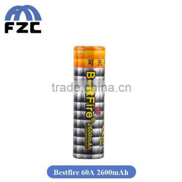 FZC Wholesale Fast Shipping & Best Quality Bestfire 18650 Battery 2600mah 3.7V 60A High Output Fit Smok Primus 300W Box Mod