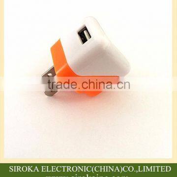 Hot selling 5V 1000mA USB wall charger with Folding plug portable travel charger for iPhone