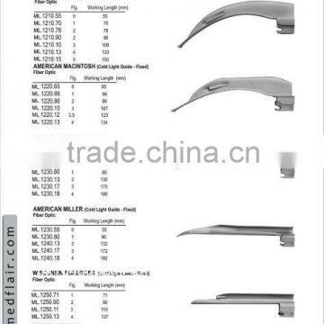 Fibre Optic Macintosh Blades Miller Laryngoscope Fibre Optic Macintosh Blade