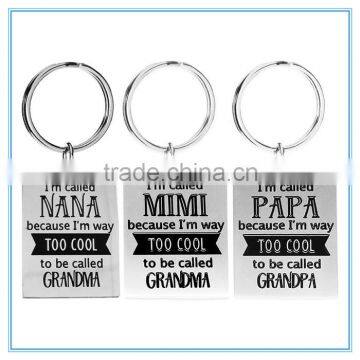 Too Cool Grandma/pa Key Chain Stainless Steel